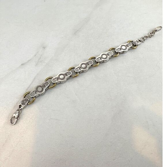 Brighton Celestial Blue Link Bracelet Gold Silver Preowned - Picture 3 of 3